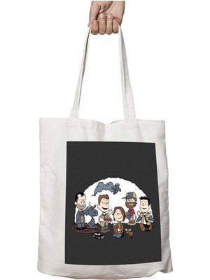 Snoopy Supernatural Iki Tarafı Kalıcı Baskılı Yıkanabilir Okul Plaj Omuz Bez Çantası