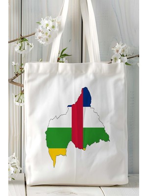 Orta Afrika Bayrak Baskılı Bez Çanta Omuz Çantası Model