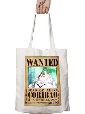 Wanted Coribao Anime Iki Tarafı Kalıcı Baskılı Yıkanabilir Okul Plaj Omuz Bez Çantası