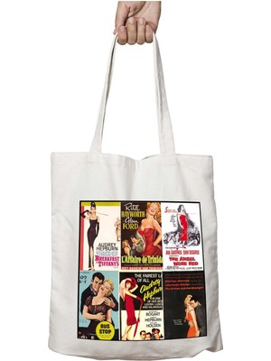 Yabancı Film Posterleri Iki Tarafı Kalıcı Baskılı Yıkanabilir Okul Plaj Omuz Bez Çantası