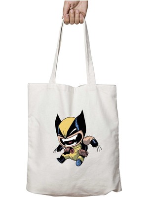 Wolverine Baby Iki Tarafı Kalıcı Baskılı Yıkanabilir Okul Plaj Omuz Bez Çantası