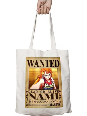 Wanted Nami A Anime Iki Tarafı Kalıcı Baskılı Yıkanabilir Okul Plaj Omuz Bez Çantası