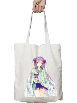Mor Saçlı Anime Iki Taraf Kalıcı Yıkanabilir Okul Plaj Omuz Bez Çanta