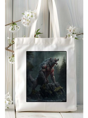 Kurt Baskılı Bez Çanta Omuz Çantası Kişiye Özel Model 3