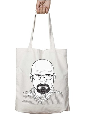 Walter White Line Art Breaking Bad Iki Tarafı Kalıcı Baskılı Yıkanabilir Çanta