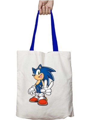 Mavi Kulplu Art Hediye Sonic Karakter Yıkanabilir Omuz Çanta