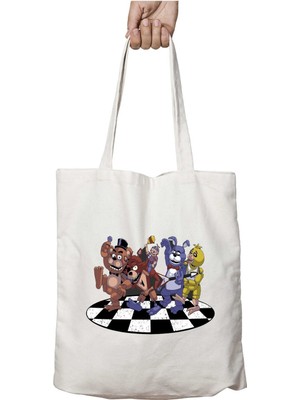 We The Five Nights Are Freddys Band (2) Iki Tarafı Kalıcı Baskılı Yıkanabilir Çanta