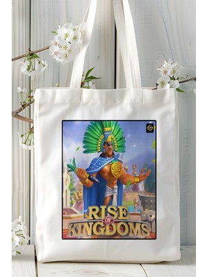Rise Of Kingdoms Mobil Oyun Baskılı Bez Çanta Omuz Çantası Çift Tafaflı Baskı Kişiye Özel 2