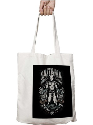 Saitama Hero For Fun One Punch Man Iki Tarafı Kalıcı Baskılı Yıkanabilir Okul Plaj Omuz Bez Çantası