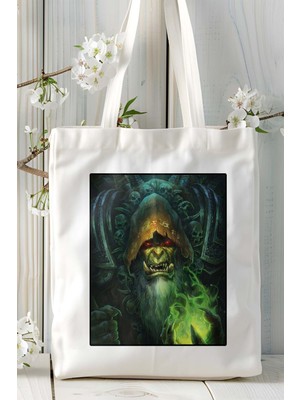 World Of Warcraft Oyun Baskılı Bez Çanta Omuz Çantası Kişiye Özel Model 19