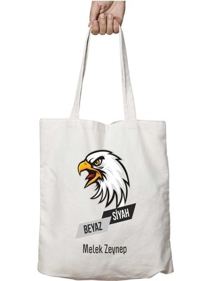 Kişiye Özel Siyah Beyaz Iki Tarafı Kalıcı Baskılı Yıkanabilir Çanta