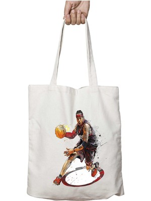 Allen Iverson Basketbol Iki Taraf Kalıcı Yıkanabilir Okul Plaj Omuz Bez Çanta