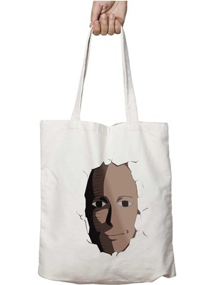 Saitama Face - One Punch Man Iki Taraf Kalıcı Yıkanabilir Okul Plaj Omuz Bez Çanta