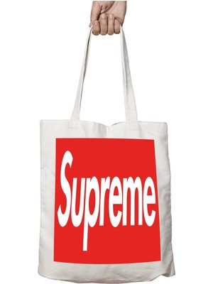 Supreme Iki Tarafı Kalıcı Baskılı Yıkanabilir Çanta