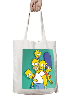 Simpson Iki Tarafı Kalıcı Baskılı Yıkanabilir Okul Plaj Omuz Bez Çantası