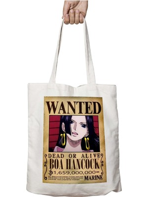 Wanted Boa Hancock Anime Iki Tarafı Kalıcı Baskılı Yıkanabilir Okul Plaj Omuz Bez Çantası