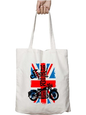 Speed Racer 62 Retro Motor Iki Tarafı Kalıcı Baskılı Yıkanabilir Çanta