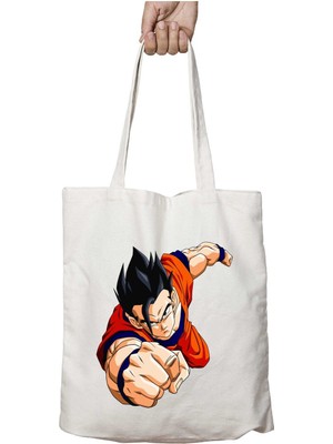 Son Gohan Goku Iki Tarafı Kalıcı Baskılı Yıkanabilir Çanta