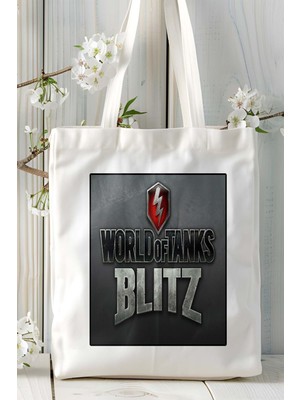 Word Of Blitz Mobil Oyun Baskılı Bez Çanta Omuz Çantası Çift Tafaflı Baskı Kişiye Özel 5