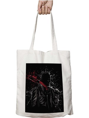 Walking Dead Negan Lucille Psychopath Splatter Iki Tarafı Kalıcı Baskılı Yıkanabilir Çanta