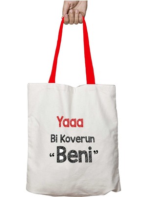 Kırmızı Kulplu Ya Bi Koverun Beni Yıkanabilir Omuz Çanta