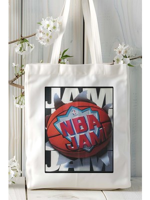 Nba Jam Oyun Baskılı Bez Çanta Omuz Çantası Kişiye Özel Model 2
