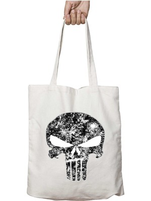 Skull Of Justice Iki Tarafı Kalıcı Baskılı Yıkanabilir Okul Plaj Omuz Bez Çantası