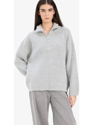 DeFacto Relax Fit Yarım Fermuarlı Triko Kazak F3897AX25WN