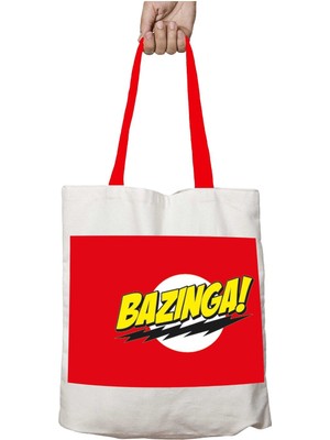 Kırmızı Kulplu Bazinga Yıkanabilir Omuz Çanta