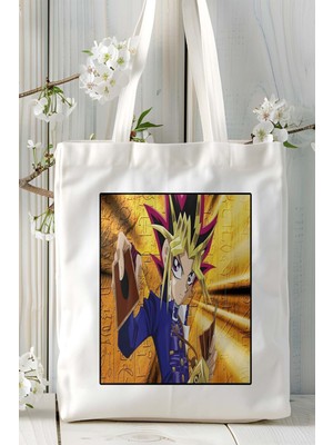 Yugioh Yu-Gi-Oh Mobil Oyun Baskılı Bez Çanta Omuz Çantası Çift Tafaflı Baskı Kişiye Özel 1