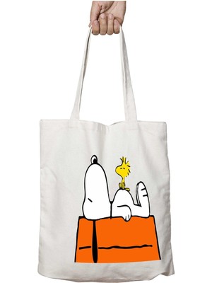 Snoopy Iki Taraf Kalıcı Yıkanabilir Okul Plaj Omuz Bez Çanta