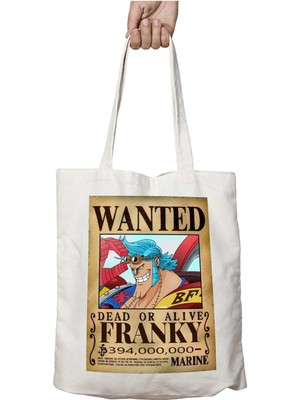 Wanted Franky B Anime Iki Tarafı Kalıcı Baskılı Yıkanabilir Okul Plaj Omuz Bez Çantası