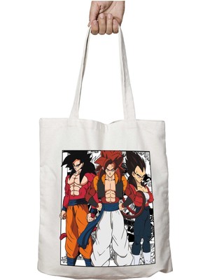 Goku, Vegeta, Gogeta Ssj Iki Tarafı Kalıcı Baskılı Yıkanabilir Okul Plaj Omuz Bez Çantası