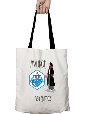 Siyah Kulplu Kişiye Özel Arabulucu Avukat Yıkanabilir Okul Omuz Çanta