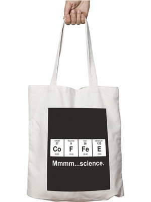 Coffee Kahve Mmm Bilim Periyodik Cetvel Iki Tarafı Kalıcı Baskılı Yıkanabilir Çanta