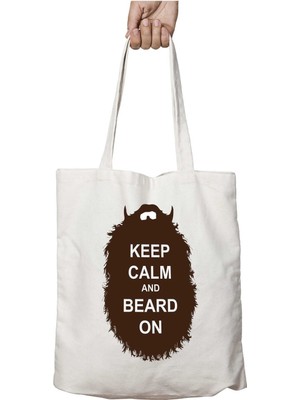 The Beard Collection Keep Calm Iki Tarafı Kalıcı Baskılı Yıkanabilir Çanta