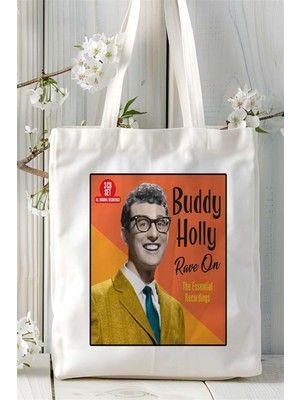 Buddy Holly Baskılı Bez Çanta Omuz Çantası Kişiye Özel Desen 1
