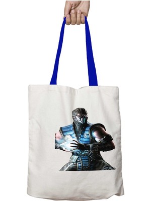 Mavi Kulplu Mortal Kombat x Png File Yıkanabilir Omuz Çanta