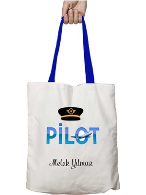 Mavi Kulplu Kişiye Özel Pilot Yıkanabilir Omuz Çanta