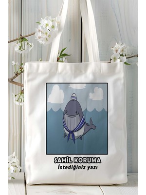 Sahil Koruma Baskılı Bez Omuz Çantası Kişiye Özel Model 7