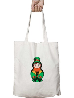 Leprechaun Esport Iki Tarafı Kalıcı Baskılı Yıkanabilir Okul Plaj Omuz Bez Çantası