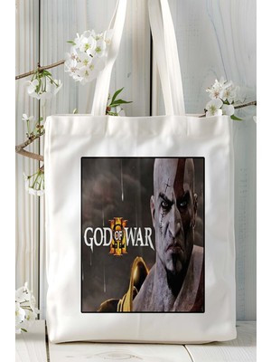 God Of War Oyun Baskılı Bez Çanta Omuz Çantası Kişiye Özel Model 9