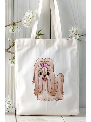 Shihtzu Köpek Baskılı Bez Çanta Omuz Çantası Kişiye Özel Model 9