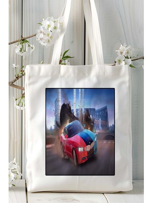 Asphalt Legends Mobil Oyun Baskılı Bez Çanta Omuz Çantası Çift Tafaflı Baskı Kişiye Özel 1