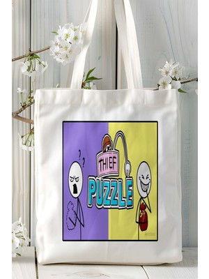 Thief Puzzle Mobil Oyun Baskılı Omuz Çanta Çift Tafaflı Baskı Kişiye Özel 2