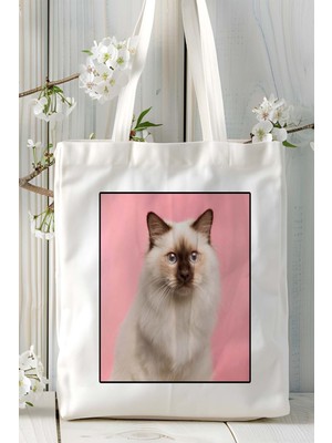 Birman Kedisi Kedi Baskılı Omuz Çanta Kişiye Özel Model 3
