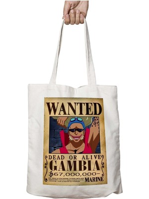 Wanted Gambia Anime Iki Tarafı Kalıcı Baskılı Yıkanabilir Okul Plaj Omuz Bez Çantası