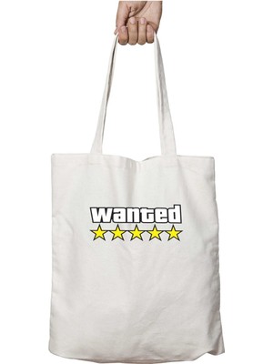 Wanted Iki Tarafı Kalıcı Baskılı Yıkanabilir Okul Plaj Omuz Bez Çantası