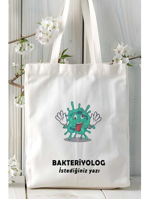 Bakteriyolog Baskılı Bez Omuz Çantası Kişiye Özel Model 10