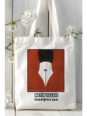 Metin Yazarı Baskılı Bez Omuz Çantası Kişiye Özel Model 8